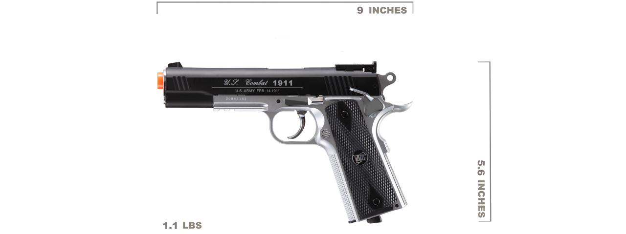 Win Gun Sport 1911 CO2 Non-Blowback Airsoft Pistol w/ Accessory Rail (Color: Black / Silver)