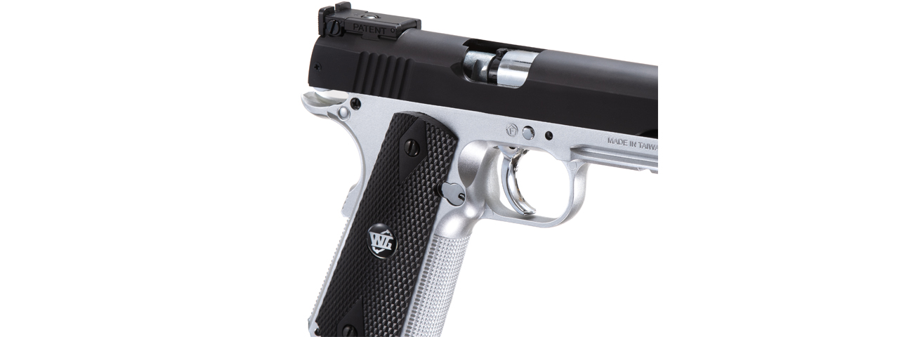 Win Gun Sport 1911 CO2 Non-Blowback Airsoft Pistol w/ Accessory Rail (Color: Black / Silver)