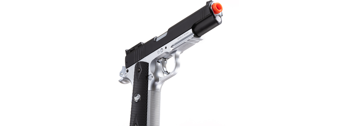 Win Gun Sport 1911 CO2 Non-Blowback Airsoft Pistol w/ Accessory Rail (Color: Black / Silver) - Click Image to Close