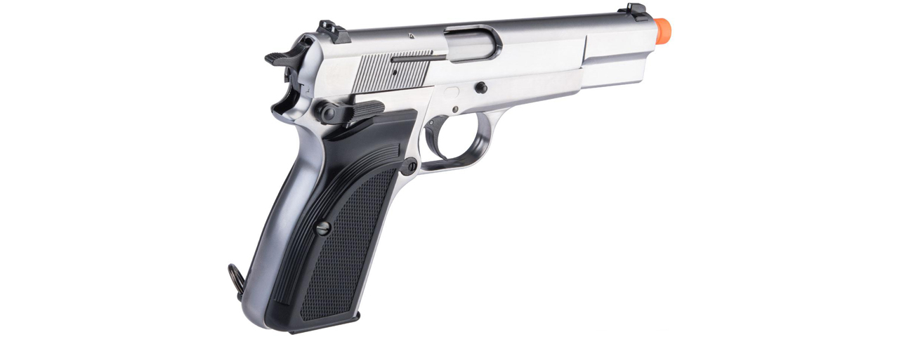 WE Tech Hi-Power Browning MK3 Gas Blowback Airsoft Pistol (Color: Silver) - Click Image to Close