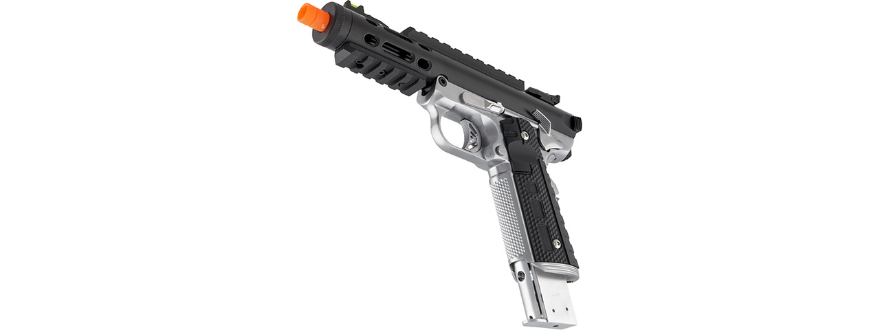 WE-Tech Galaxy 1911 Gas Blowback Airsoft Pistol (Color: Black Slide w/ Silver Lower) - Click Image to Close