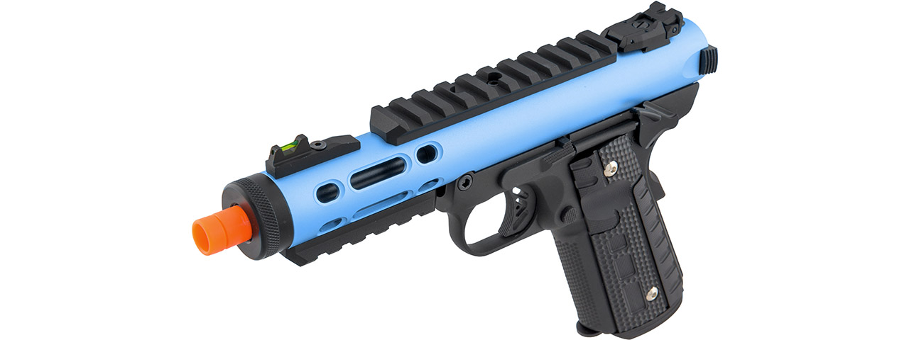WE-Tech Galaxy 1911 Gas Blowback Airsoft Pistol (Color: Blue Slide w/ Black Lower) - Click Image to Close