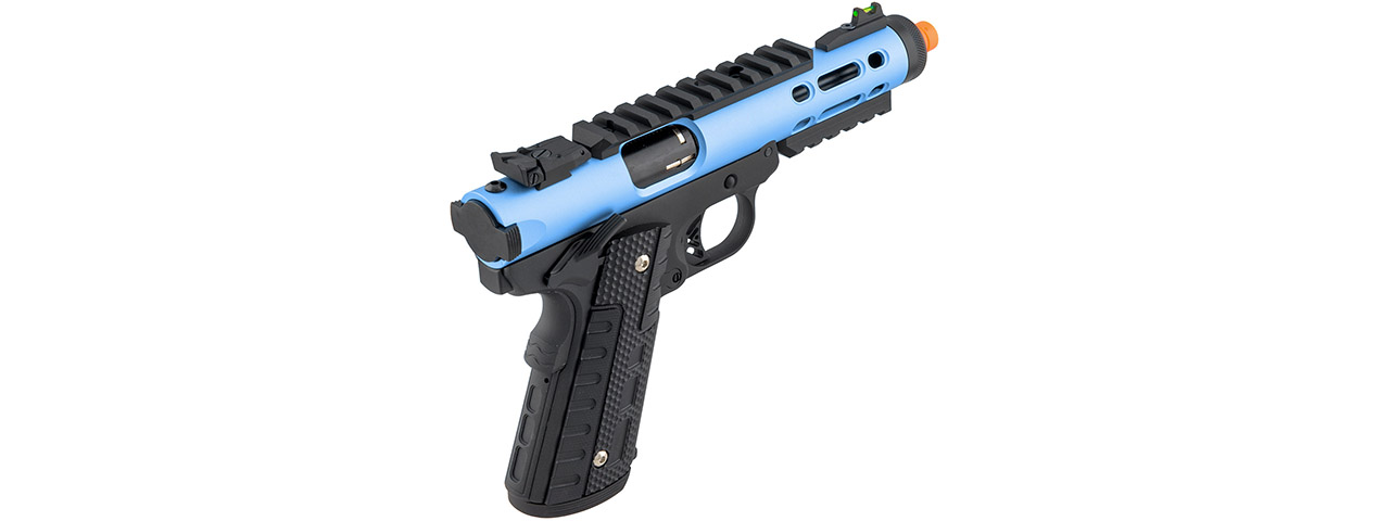 WE-Tech Galaxy 1911 Gas Blowback Airsoft Pistol (Color: Blue Slide w/ Black Lower) - Click Image to Close