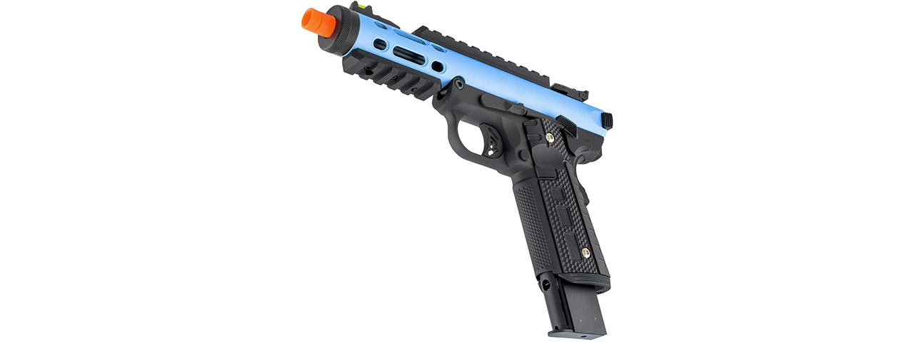 WE-Tech Galaxy 1911 Gas Blowback Airsoft Pistol (Color: Blue Slide w/ Black Lower) - Click Image to Close