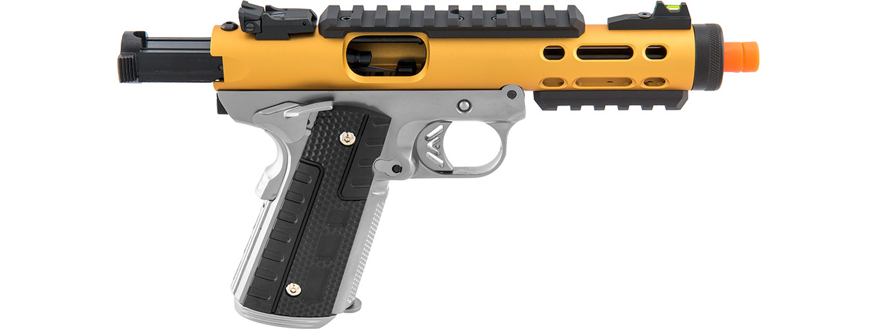 WE-Tech Galaxy 1911 Gas Blowback Airsoft Pistol (Color: Gold Slide w/ Silver Lower) - Click Image to Close