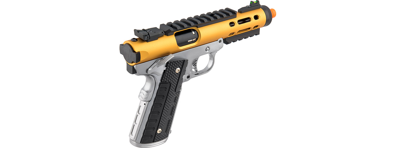 WE-Tech Galaxy 1911 Gas Blowback Airsoft Pistol (Color: Gold Slide w/ Silver Lower)