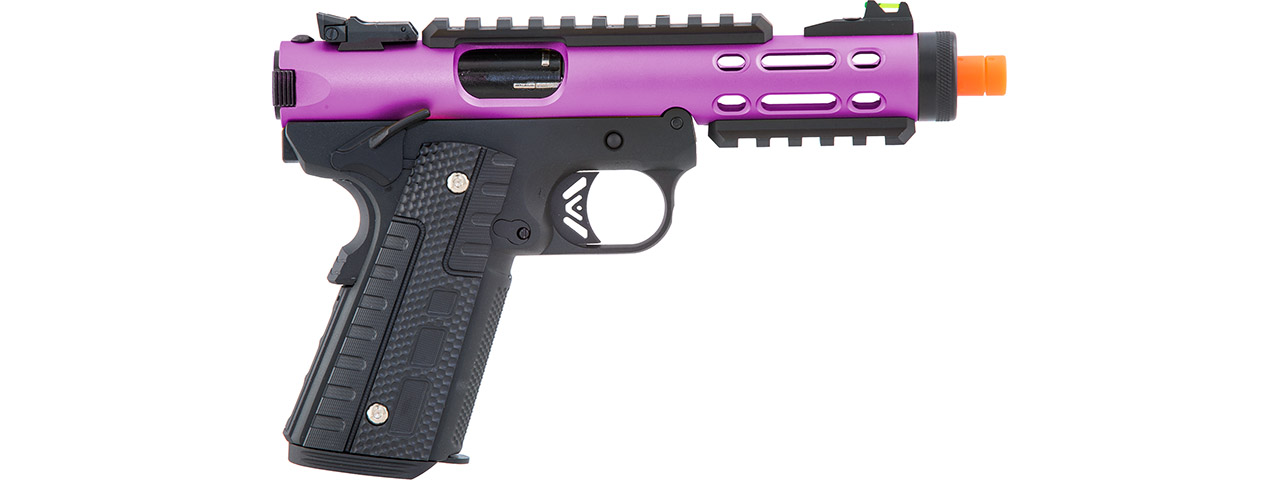 WE-Tech Galaxy 1911 Gas Blowback Airsoft Pistol (Color: Purple Slide w/ Black Lower) - Click Image to Close