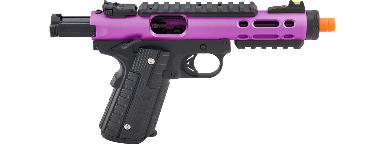 WE-Tech Galaxy 1911 Gas Blowback Airsoft Pistol (Color: Purple Slide w/ Black Lower) - Click Image to Close