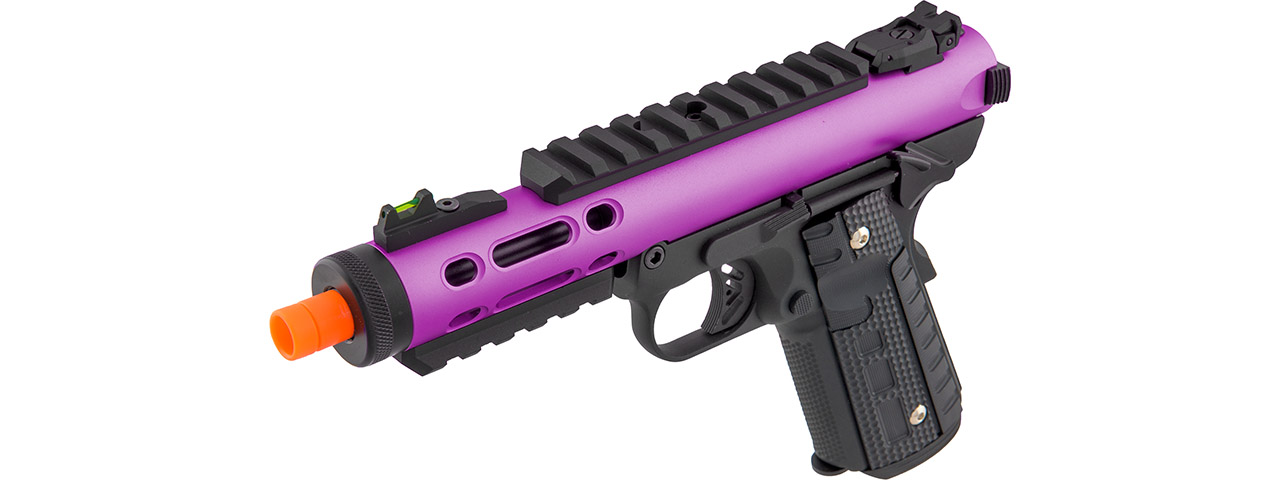 WE-Tech Galaxy 1911 Gas Blowback Airsoft Pistol (Color: Purple Slide w/ Black Lower) - Click Image to Close