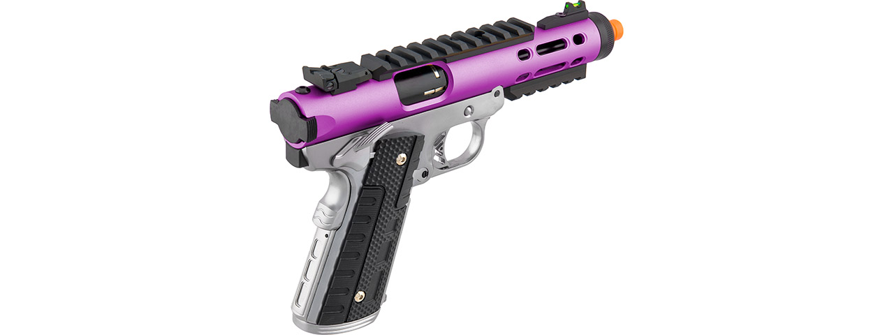 WE-Tech Galaxy 1911 Gas Blowback Airsoft Pistol (Color: Purple Slide w/ Silver Lower) - Click Image to Close