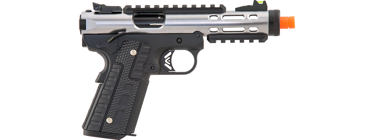 WE-Tech Galaxy 1911 Gas Blowback Airsoft Pistol (Color: Silver Slide w/ Black Lower) - Click Image to Close