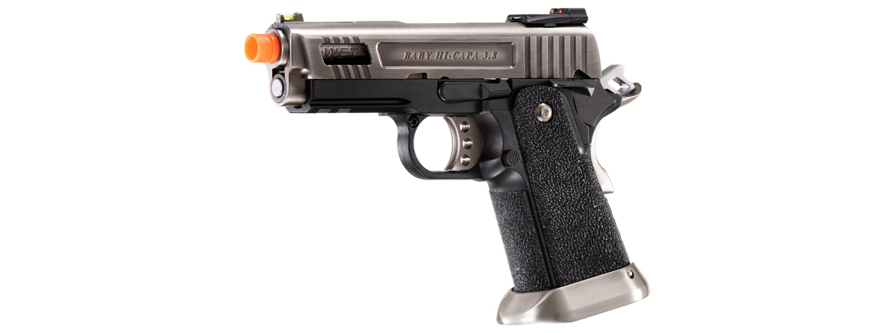 WE-Tech Hi-Capa 3.8 Full Auto Velociraptor Gas Blowback Pistol (Color: Black / Silver)