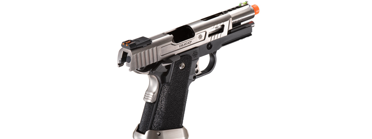 WE-Tech Hi-Capa 3.8 Full Auto Velociraptor Gas Blowback Pistol (Color: Black / Silver) - Click Image to Close