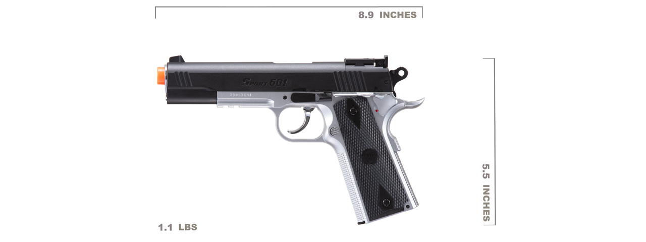 WG Sport 601 1911 Spring Pistol (Color: Silver / Black) - Click Image to Close