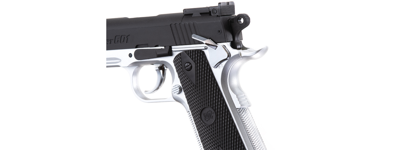 WG Sport 601 1911 Spring Pistol (Color: Silver / Black) - Click Image to Close