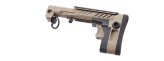 Atlas Custom Works PT-3 Telescopic Side Folding Buttstock for AK Airsoft AEG Rifles (Color: Desert Tan)