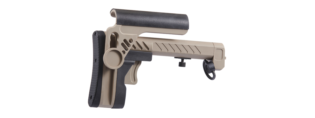 Atlas Custom Works PT-3 Telescopic Side Folding Buttstock for AK Airsoft AEG Rifles (Color: Desert Tan)