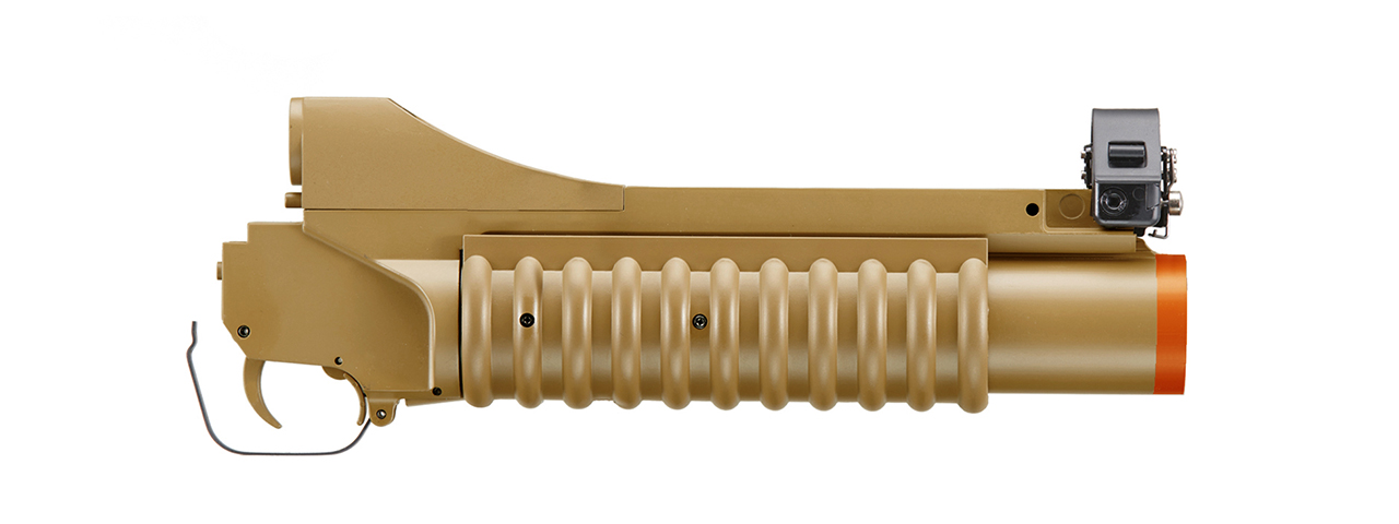 Double Bell Full Metal 40mm 3-in-1 M203 Airsoft Gas Grenade Launcher for M4/M16 Series Airsoft Rifles (Color: Tan) - Click Image to Close