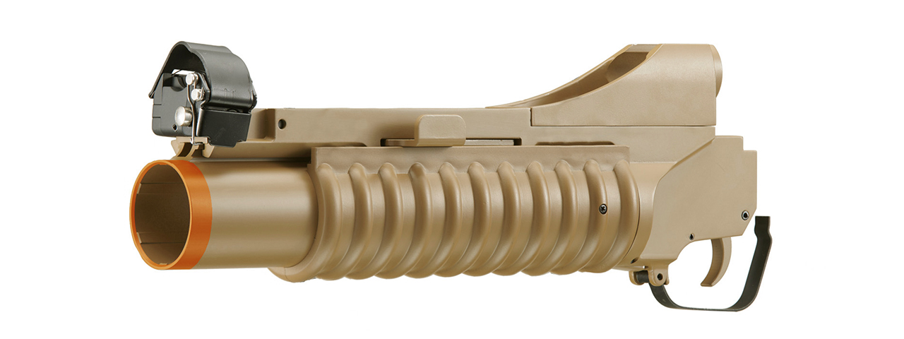 Double Bell Full Metal 40mm 3-in-1 M203 Airsoft Gas Grenade Launcher for M4/M16 Series Airsoft Rifles (Color: Tan) - Click Image to Close