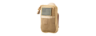 Code 11 Pocket Pouch with U.S. Flag Patch (Color: Tan)