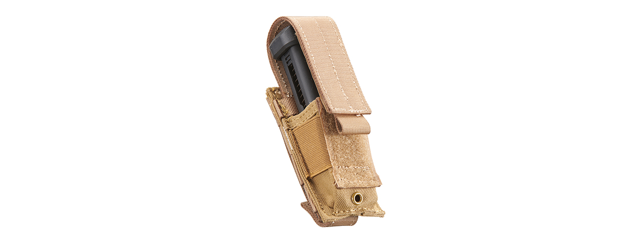 Code 11 Single Pistol Magazine Pouch (Color: Tan) - Click Image to Close