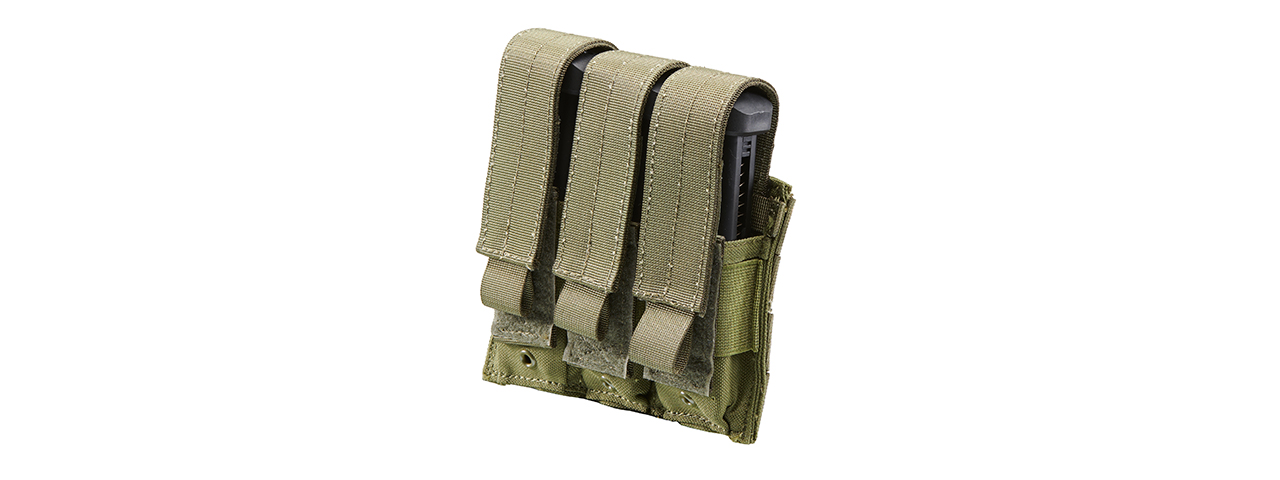 Code 11 Molle Triple Pistol Magazine Pouch (Color: OD Green) - Click Image to Close