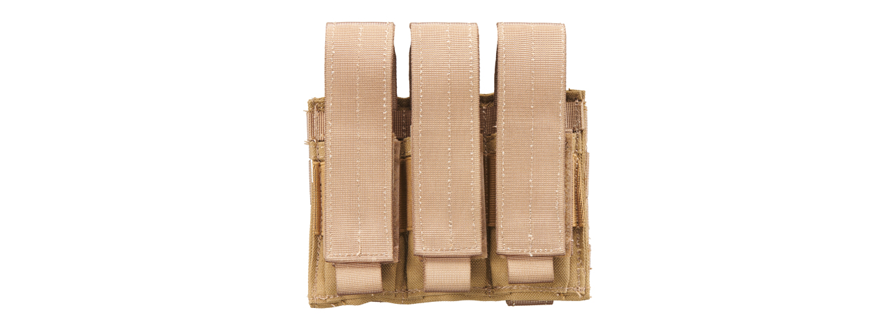 Code 11 Molle Triple Pistol Magazine Pouch (Color: Tan) - Click Image to Close