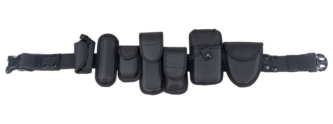 Code 11 Police Battle Belt w/ Hard Shell Pouches (Color: Black) - Click Image to Close