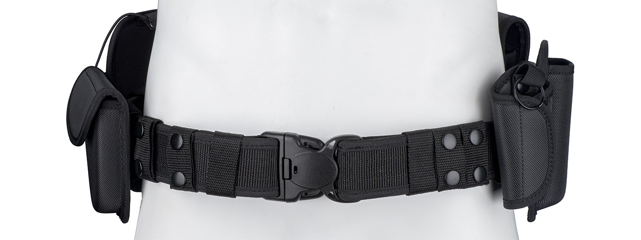 Code 11 Police Battle Belt w/ Hard Shell Pouches (Color: Black) - Click Image to Close