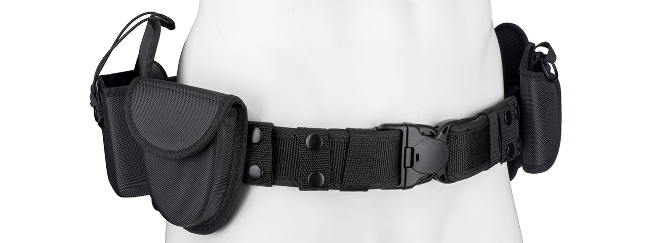 Code 11 Police Battle Belt w/ Hard Shell Pouches (Color: Black)