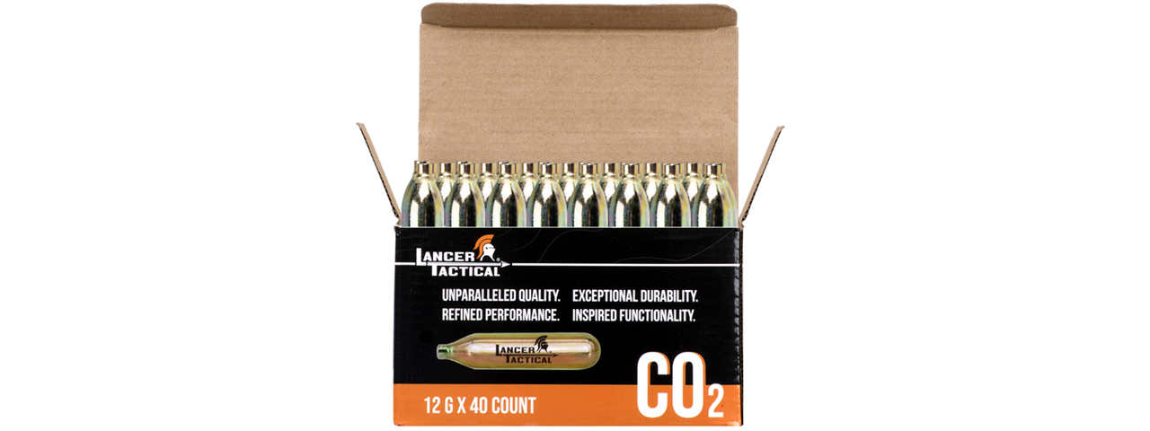 Lancer Tactical High Pressure 12 Gram CO2 Cartridges for Airsoft / Airguns (Pack of 40)