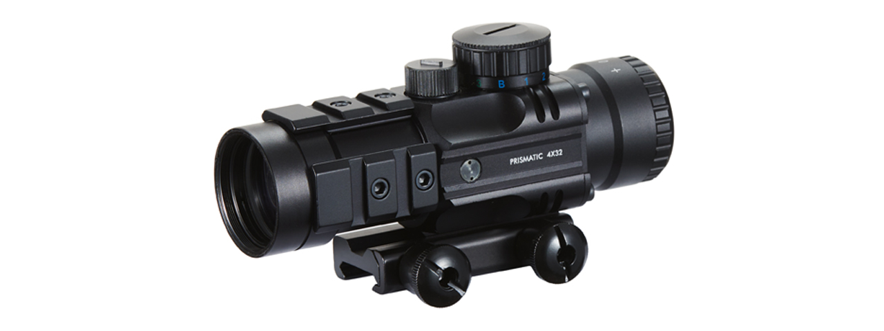 Lancer Tactical Prismatic 4x32 Compact Scope with Illuminated Reticle (Color: Black)