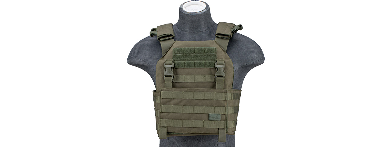 Lancer Tactical 1000D Nylon Buckle Up Assault Plate Carrier (Color: OD Green) - Click Image to Close