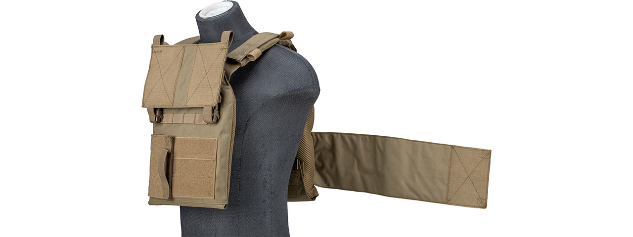 Lancer Tactical 1000D Nylon Buckle Up Assault Plate Carrier (Color: Tan) - Click Image to Close