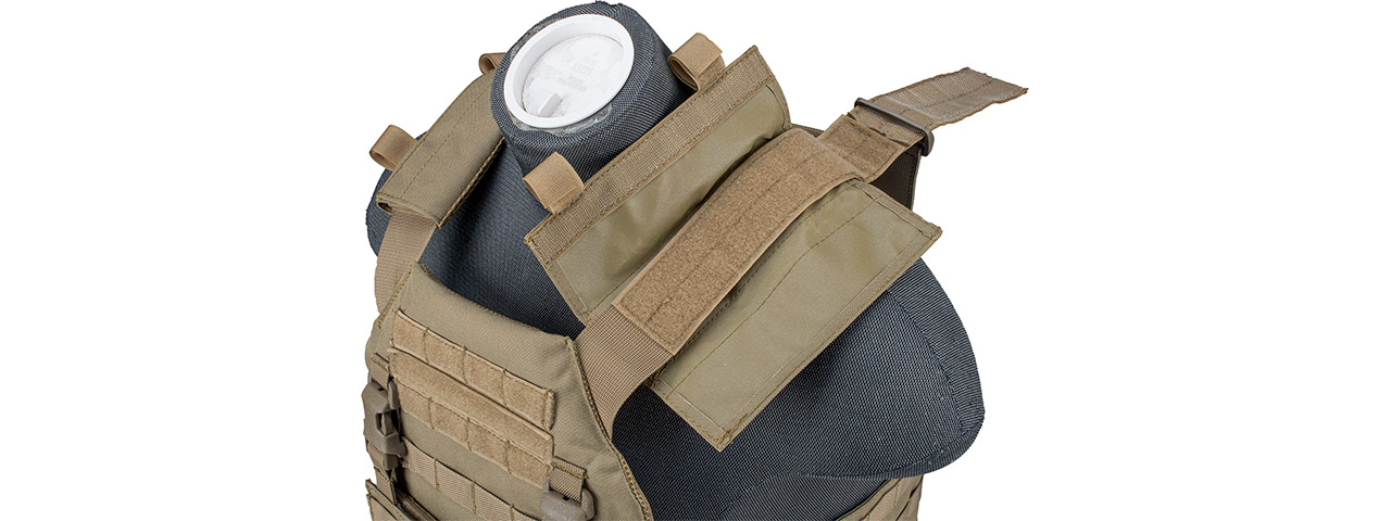 Lancer Tactical 1000D Nylon Buckle Up Assault Plate Carrier (Color: Tan) - Click Image to Close