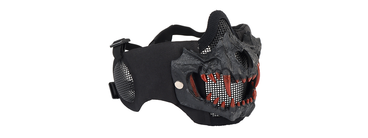 Fangs Mesh Lower Face Mask with Ear Protection (Color: Black)