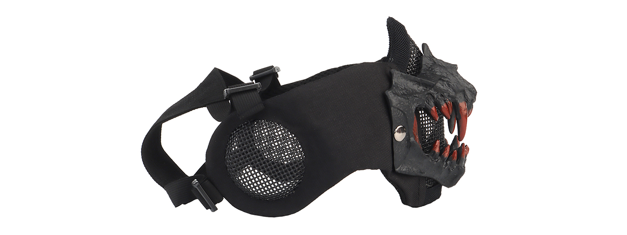 Fangs Mesh Lower Face Mask with Ear Protection (Color: Black) - Click Image to Close