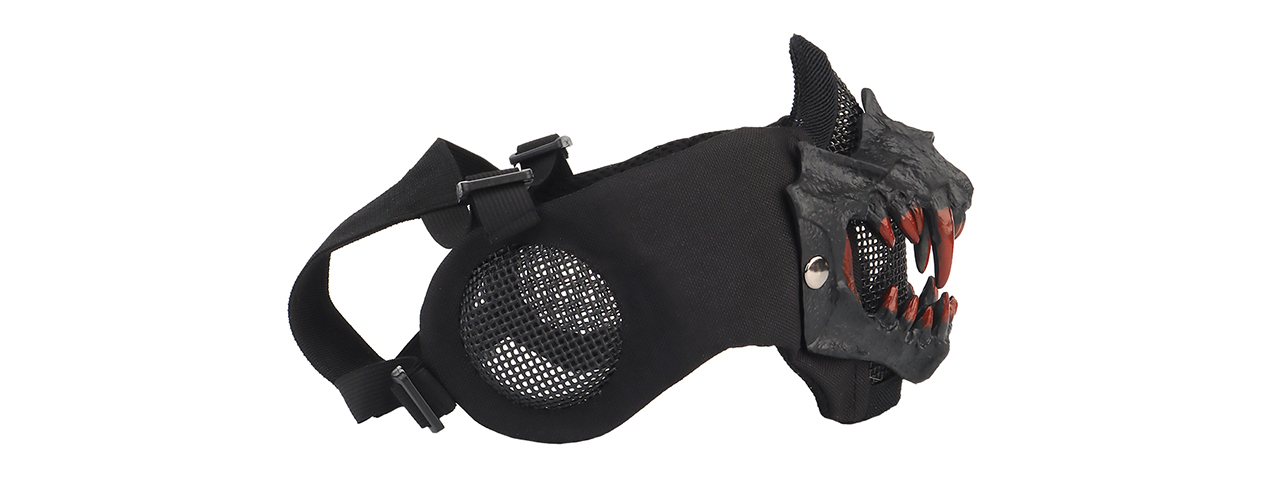 Fangs Mesh Lower Face Mask with Ear Protection (Color: Black)