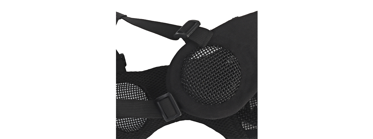 Fangs Mesh Lower Face Mask with Ear Protection (Color: Black)