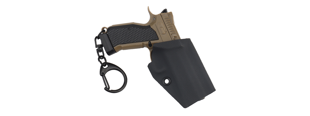 Tactical Detachable Mini Pistol Keychain with Holster (Color: Tan)