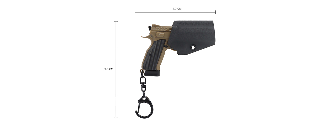 Tactical Detachable Mini Pistol Keychain with Holster (Color: Tan)