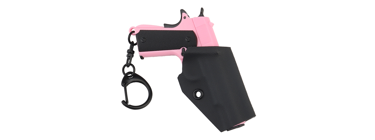 Tactical Detachable Mini 1911 Pistol Keychain with Holster (Color: Pink) - Click Image to Close