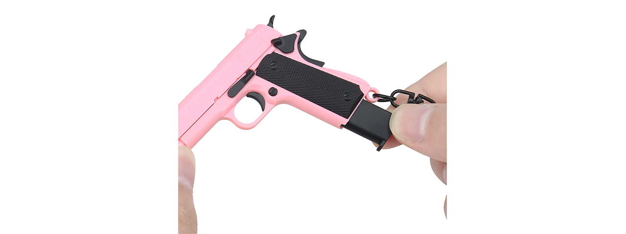 Tactical Detachable Mini 1911 Pistol Keychain with Holster (Color: Pink)