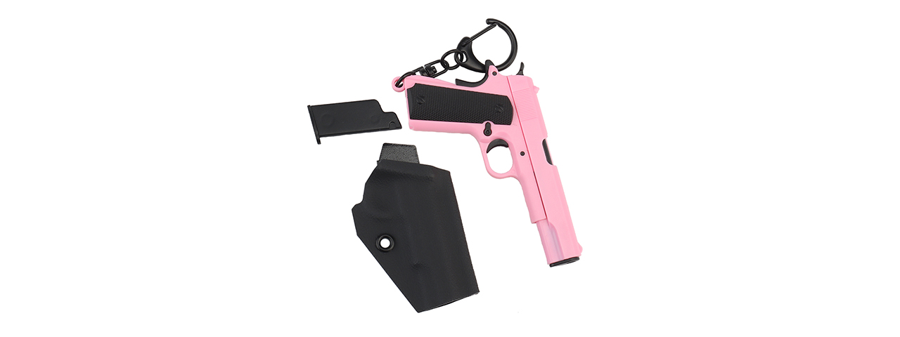 Tactical Detachable Mini 1911 Pistol Keychain with Holster (Color: Pink)