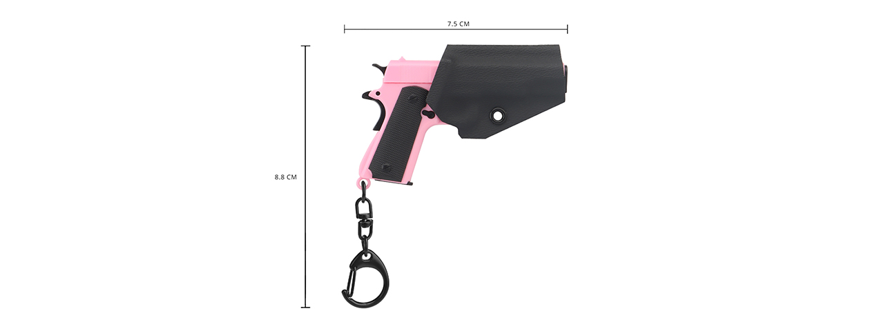 Tactical Detachable Mini 1911 Pistol Keychain with Holster (Color: Pink) - Click Image to Close