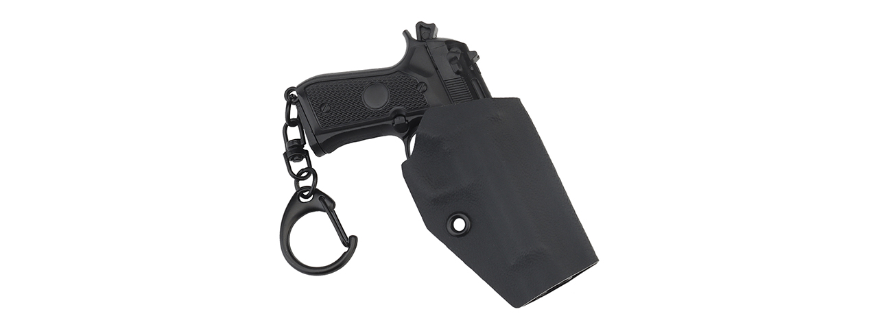 Tactical Detachable Mini M9 Pistol Keychain with Holster (Color: Black) - Click Image to Close