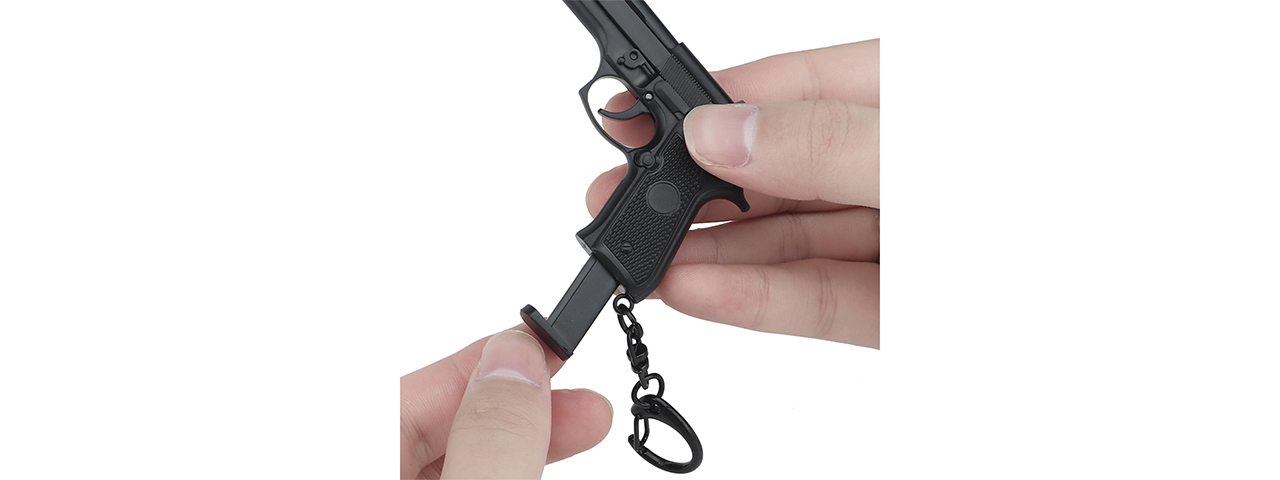 Tactical Detachable Mini M9 Pistol Keychain with Holster (Color: Black)