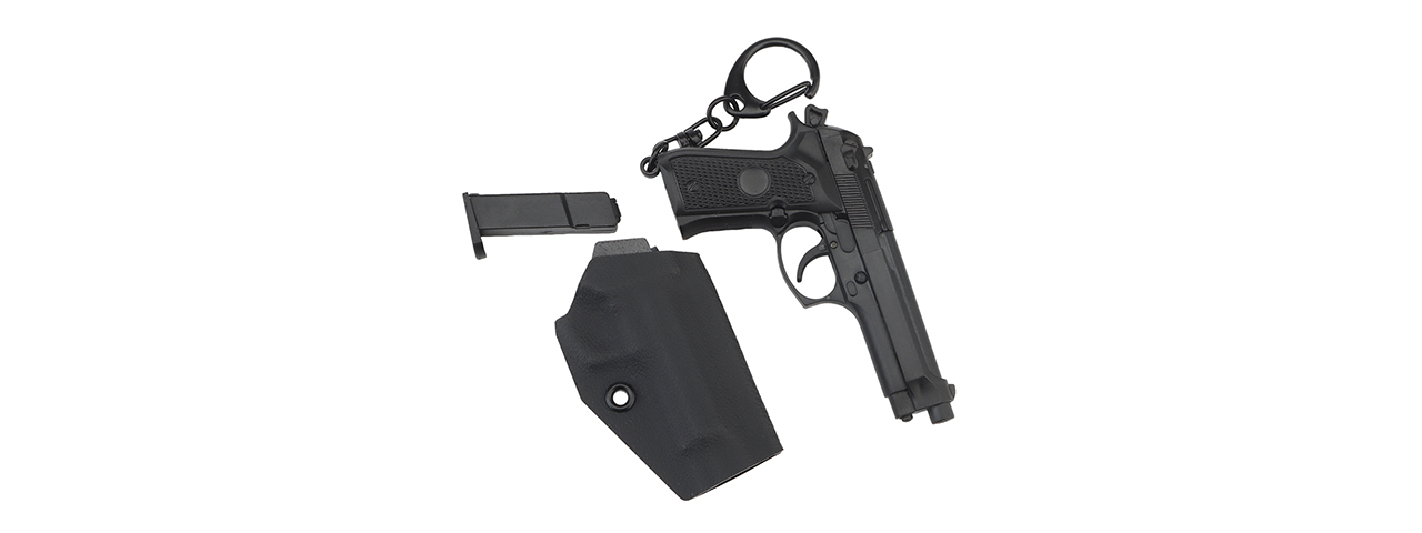 Tactical Detachable Mini M9 Pistol Keychain with Holster (Color: Black) - Click Image to Close