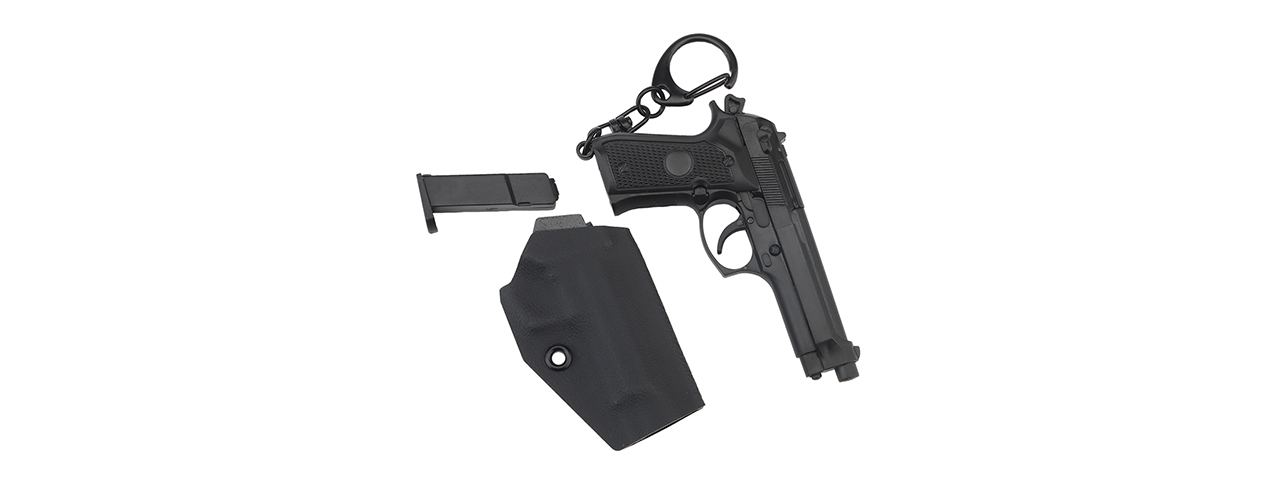 Tactical Detachable Mini M9 Pistol Keychain with Holster (Color: Black)