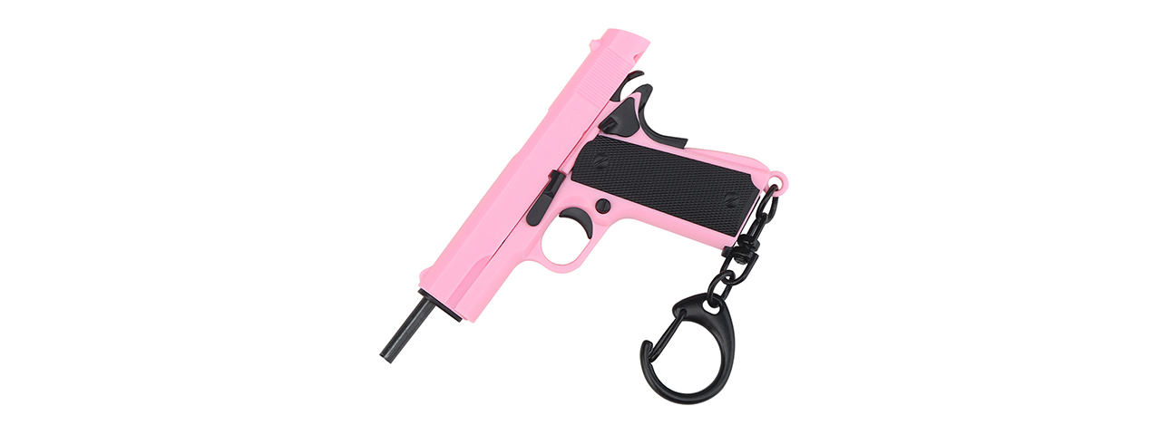 Tactical Detachable Mini 1911 Pistol Keychain (Color: Pink) - Click Image to Close